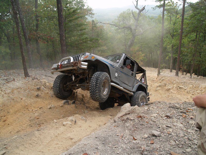 Jacked Up Jeeps. Sean coming up the hill: